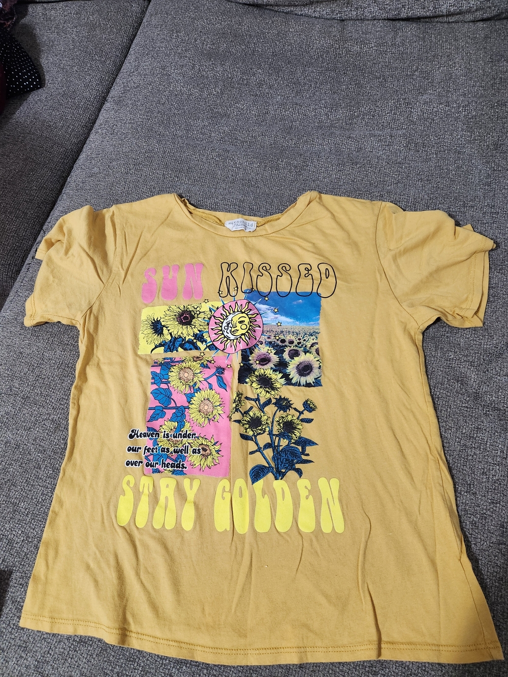 Sun Kissed 'Stay Golden' Yellow Graphic Tee for Kids + Ripped Skinny Jeans